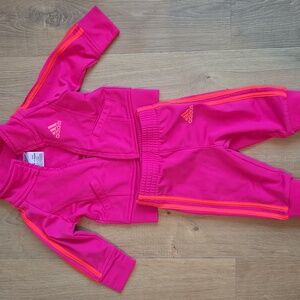 Adidas Kids' Pink and Orange Tracksuit